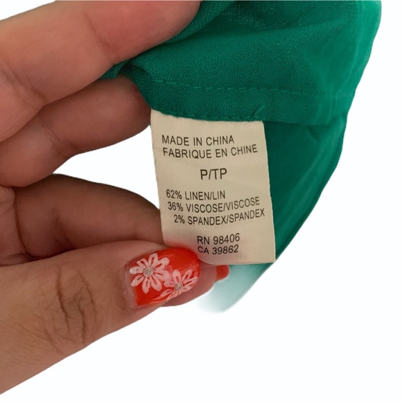 Theory Green Peasant Anali Linen Dress Sz P EUC - Picture 2 of 7